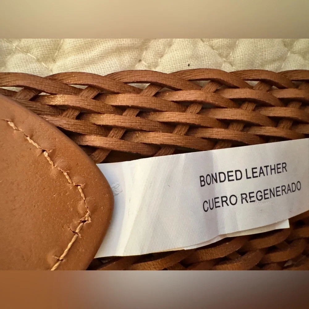 Target Tan Leather Woven Belt with Silver Buckle